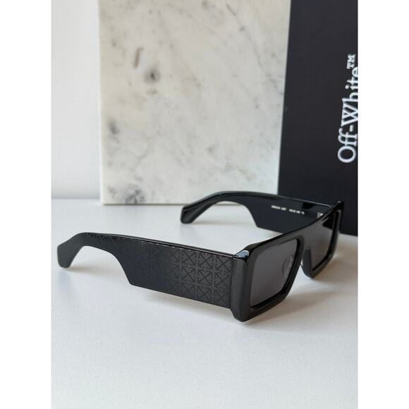 NEW Off White Troy Black Thick Rim Square Unisex Sunglasses - Picture 5 of 8